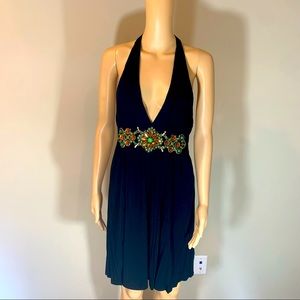 Matty M Crystal Embellished Halter Dress